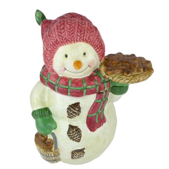 BICO Snowman Cookie Jar 11” Ceramic Holiday Gingerbread Christmas Kitchen Decor - Picture 13 of 14